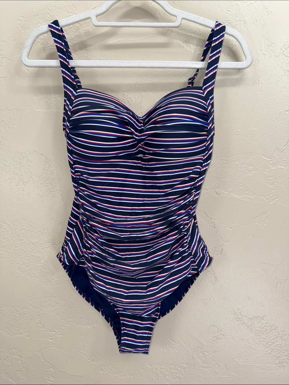 Striped Navy One-Piece Swimsuit with Built-In Support